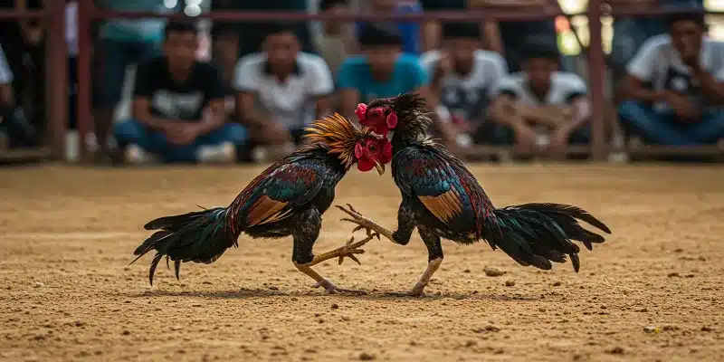 Màn đối đầu căng thẳng giữa hai chiến kê trong trận đá gà live trên F168